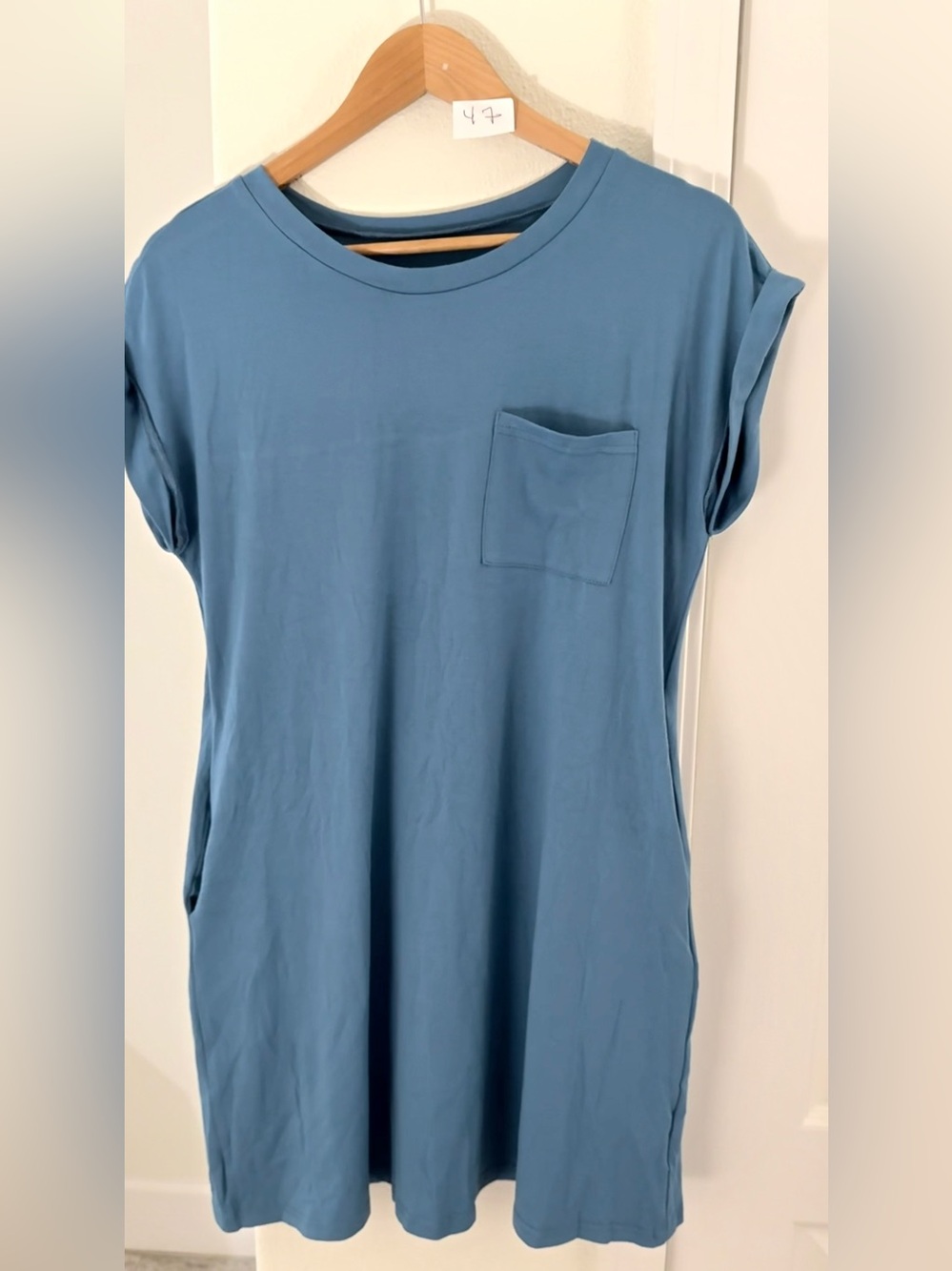 Blue Women's Pocket T-Shirt Dress
